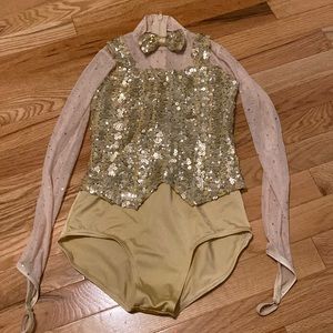 sparkly gold kids dance costume